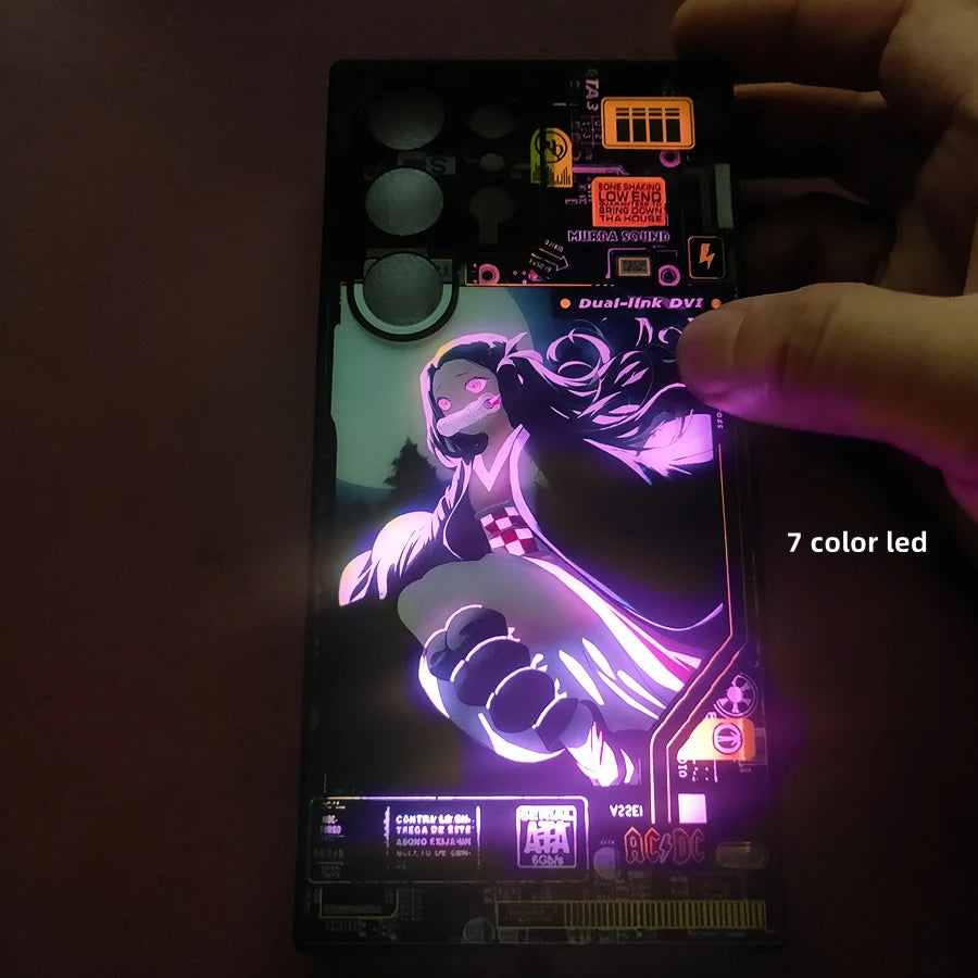 Anime Girl LED Cover Coque For Samsung Galaxy S25 S24 S23 S22 Note 20 Ultra S21 A15 A16 A14 A35 A36 Anime Flash Back Case Bag