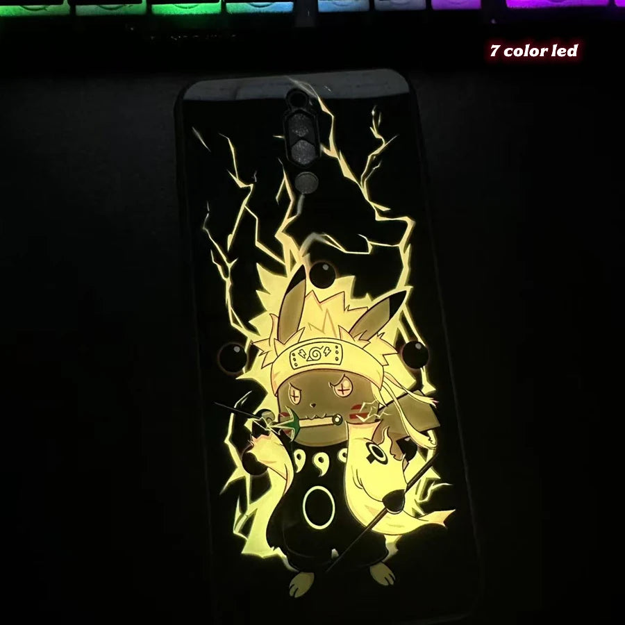 Cool Anime Gengar LED Flash Phone Case For iPhone 16 15 14 13 12 11 Pro Max XR XS Plus 7 8 SE2020 Japan Ghost LED Cover