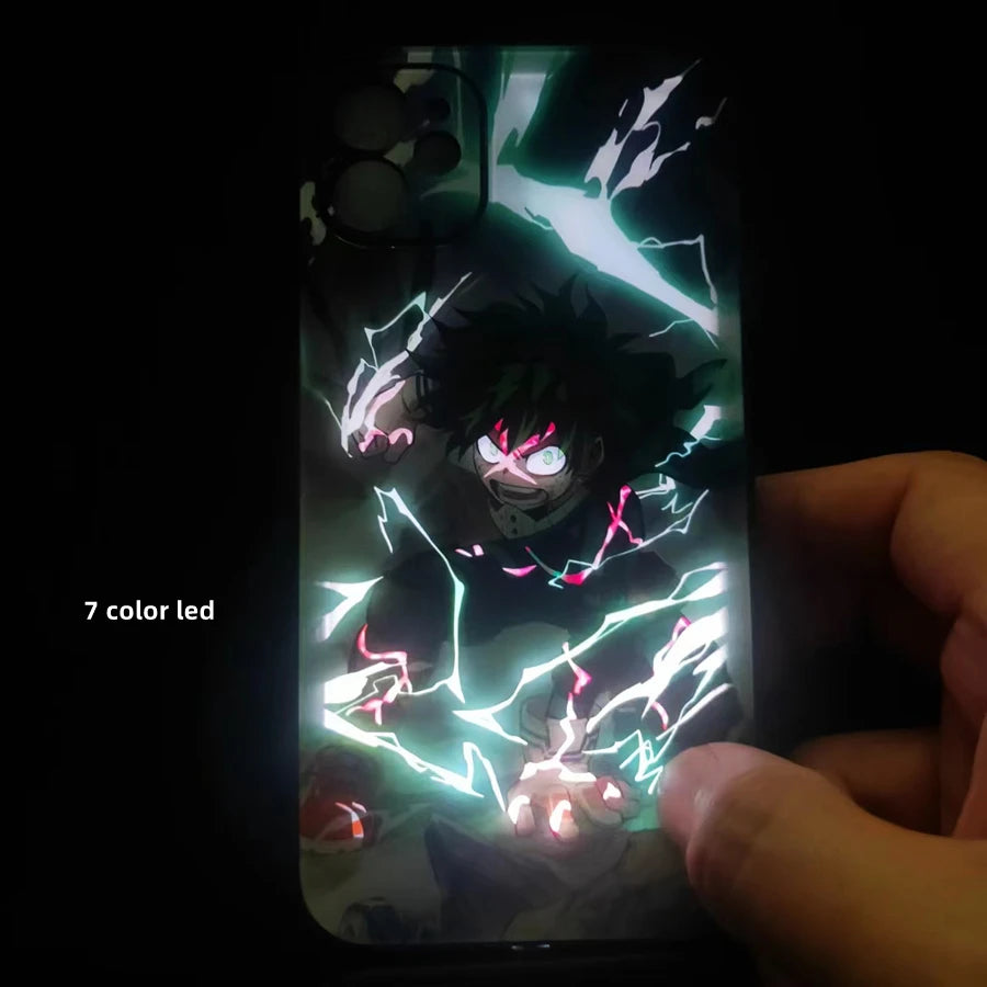 Anime Girl LED Cover Coque For Samsung Galaxy S25 S24 S23 S22 Note 20 Ultra S21 A15 A16 A14 A35 A36 Anime Flash Back Case Bag