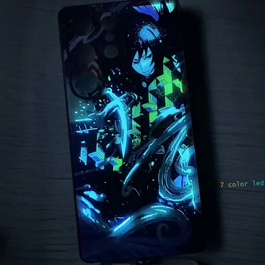 Anime Girl LED Cover Coque For Samsung Galaxy S25 S24 S23 S22 Note 20 Ultra S21 A15 A16 A14 A35 A36 Anime Flash Back Case Bag